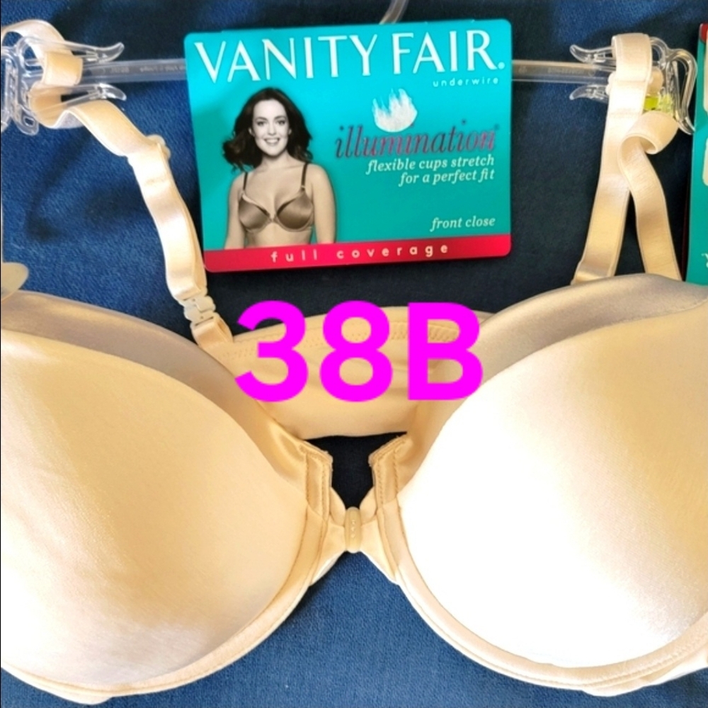 NEW Vanity Fair Illumination Bra Front Closure 3 Way Natural Ivory 38B Or 36C